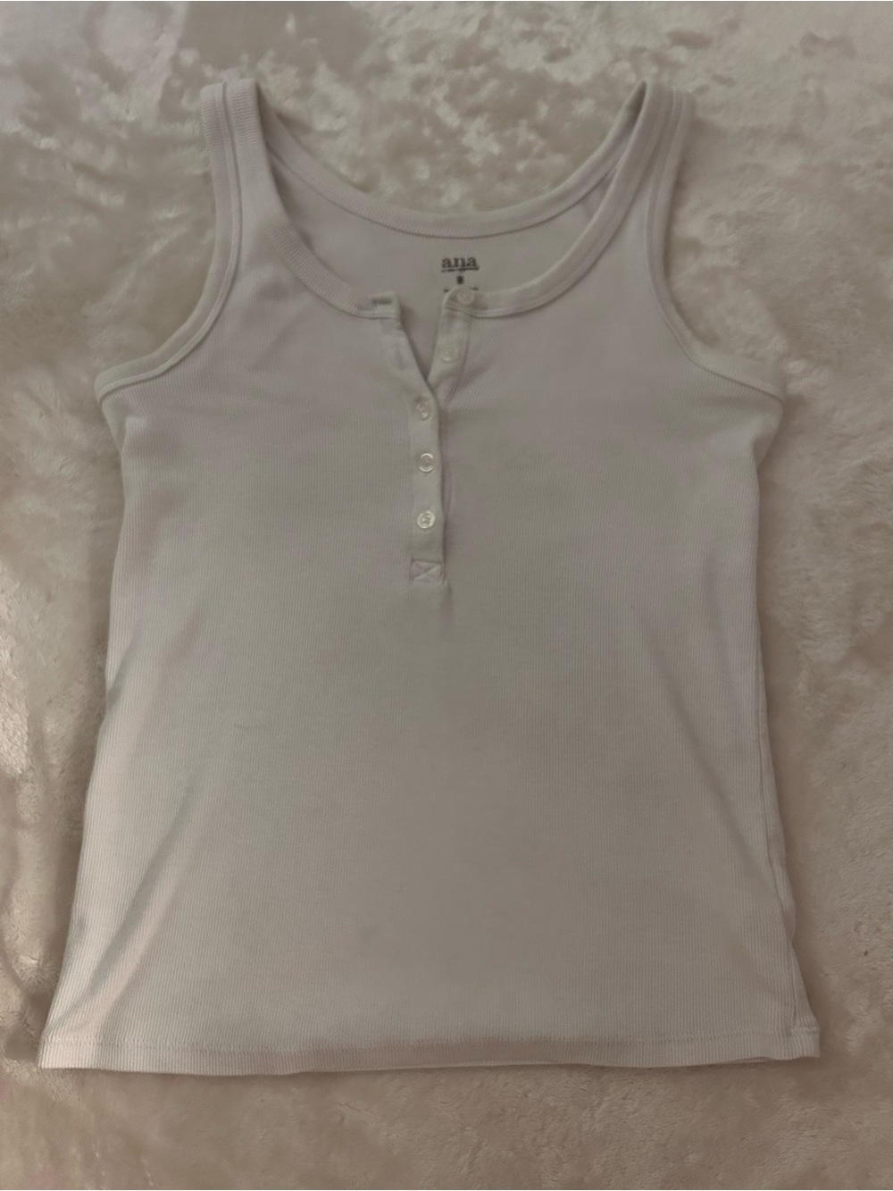 a.n.a Cream Ribbed Henley Tank Top